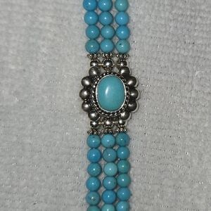 Turquoise and Silver Beaded Bracelet